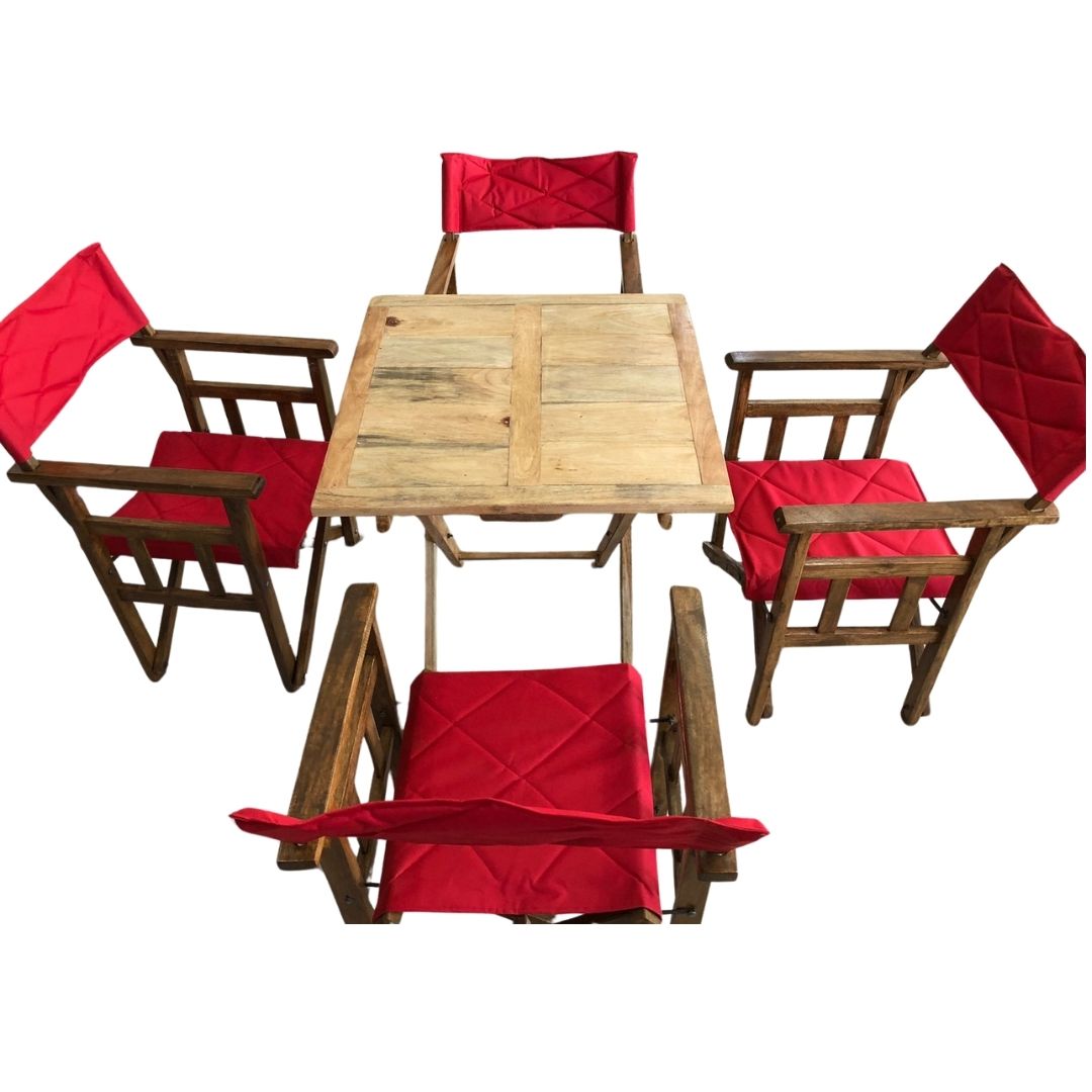 MESA BRAHAMA C/4 SILLAS ROJO