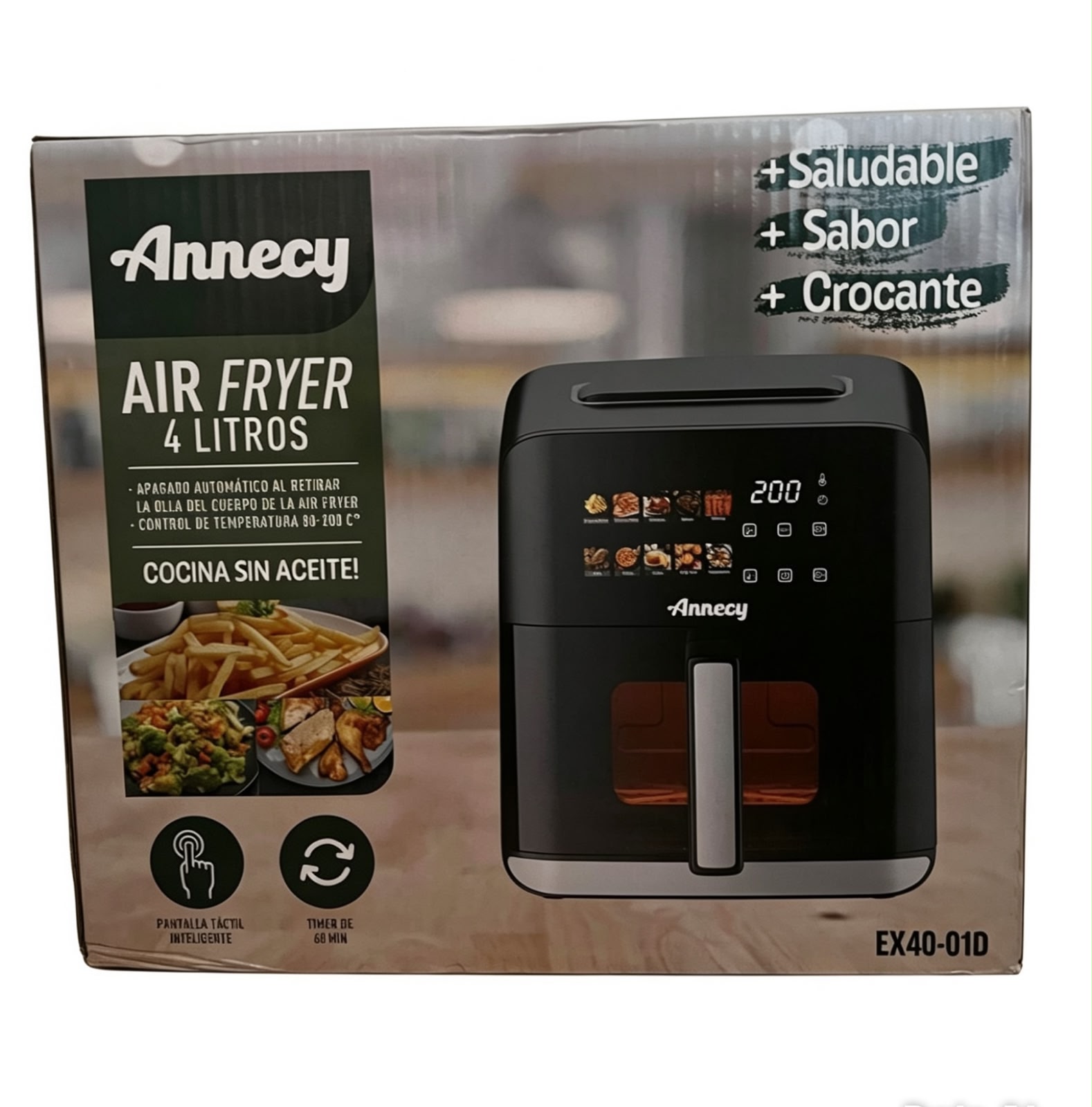 AIR FRYER 4L 1200W TACTIL C/VISOR ANNECY EX40-01D