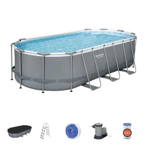 PISCINA OVAL CON EST. METALICA 13.430LT. POWER STEEL. BESTWAY
