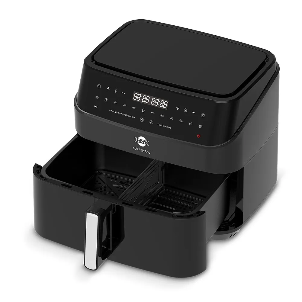 AIR FRYER TOKYO SUPREMA 10LTS DOBLE CANASTA C/DIVISOR EXTRAIBLE 200°C 2400W, imagen 2