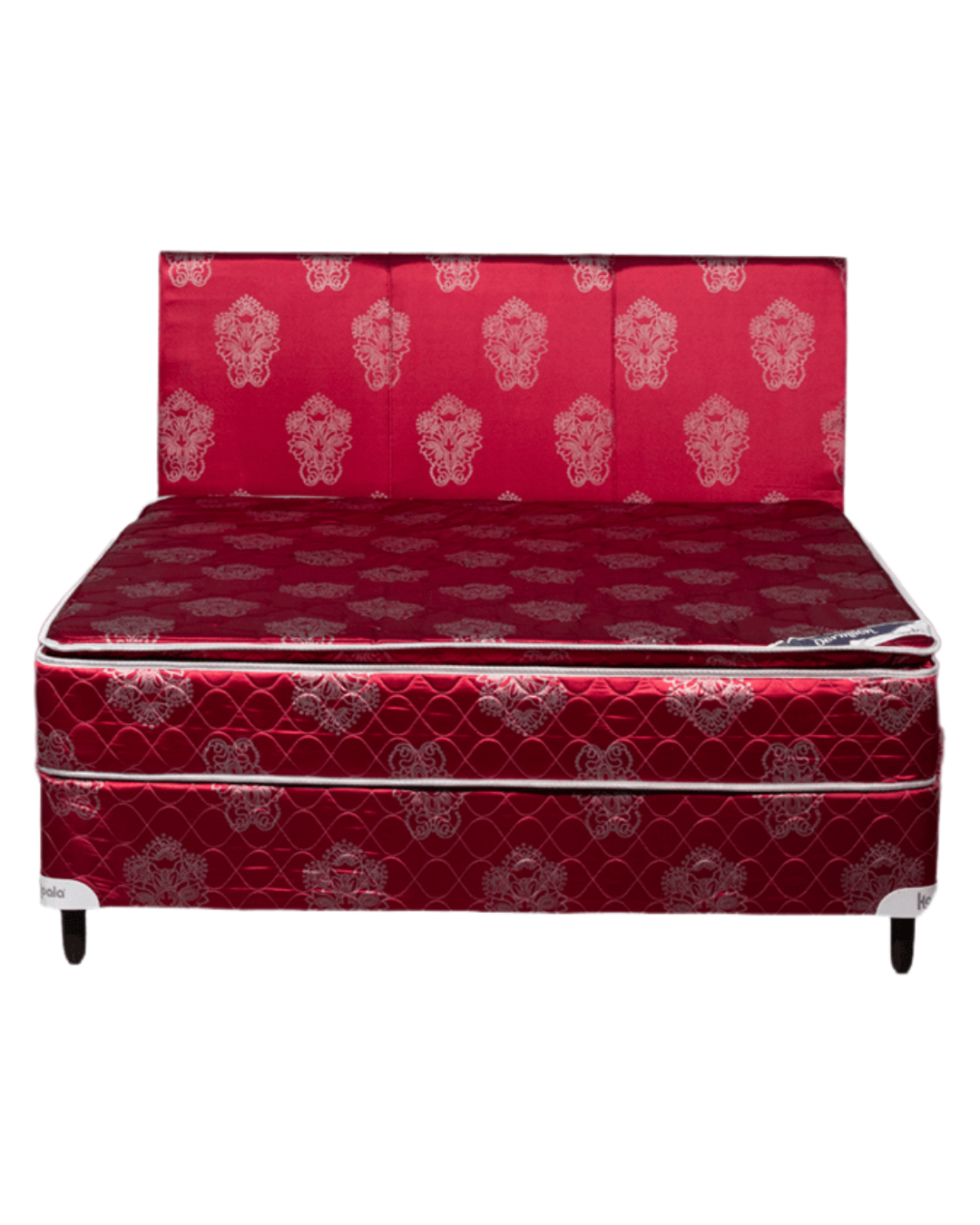 SOMIER KOALA CON PILLOW 160*200 BORDO C/CABECERA S/MESITAS