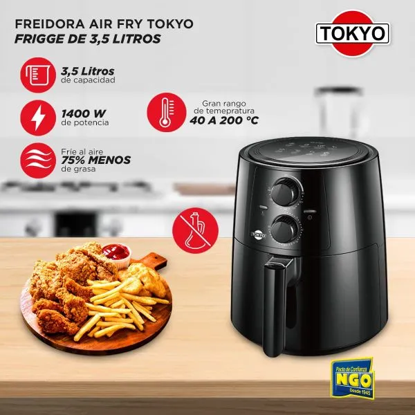 AIR FRYER TOKYO FRIGGE 3.5L 200"C ANTIADHERENTE TOKYO, imagen 2