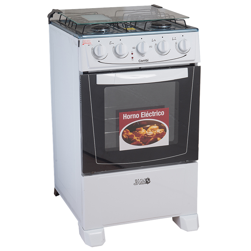 COCINA A GAS JAM COMBI 4H CON HORNO ELECTRICO COLOR BLANCO