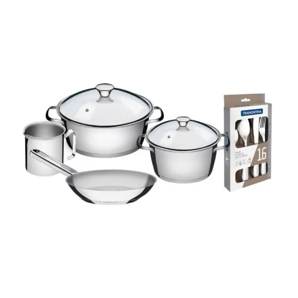 JUEGO DE OLLAS Y CUBIERTOS